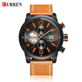 Luxury Men Outdoor Sport Watches Curren Waterproof Casual Militrary Quartz Wrist Watch Fashion Leather Strap Business Clock - one46.com.au