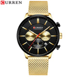 Stainless Steel Mesh Band Fashion Watch Men Waterproof Sport Watches for Men Quartz Clock Casual Business CURREN Wristwatch - one46.com.au