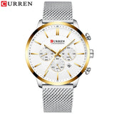 Quartz Clock Mens Watch Causal Sport Watches Luxury Brand Fashion Men Chronograph and Date CURREN Wristwatch with Steel Mesh - one46.com.au