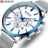 Quartz Clock Mens Watch Causal Sport Watches Luxury Brand Fashion Men Chronograph and Date CURREN Wristwatch with Steel Mesh - one46.com.au