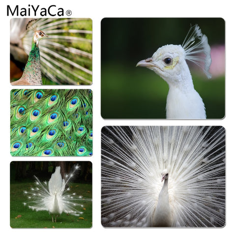 MaiYaCa White peacock staring into the distance Unique Desktop Pad Game Mousepad Size for 18x22x0.2cm Gaming Mousepads - one46.com.au