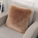 Artificial Wool Fur Sheepskin Cushion Cover Hairy Faux Plain Fluffy Soft Throw Pillowcase Washable Square Solid Pillow Case - one46.com.au